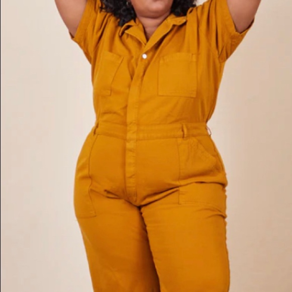 Brand new never worn big bud press short sleeve jumpsuit in spicy mustard